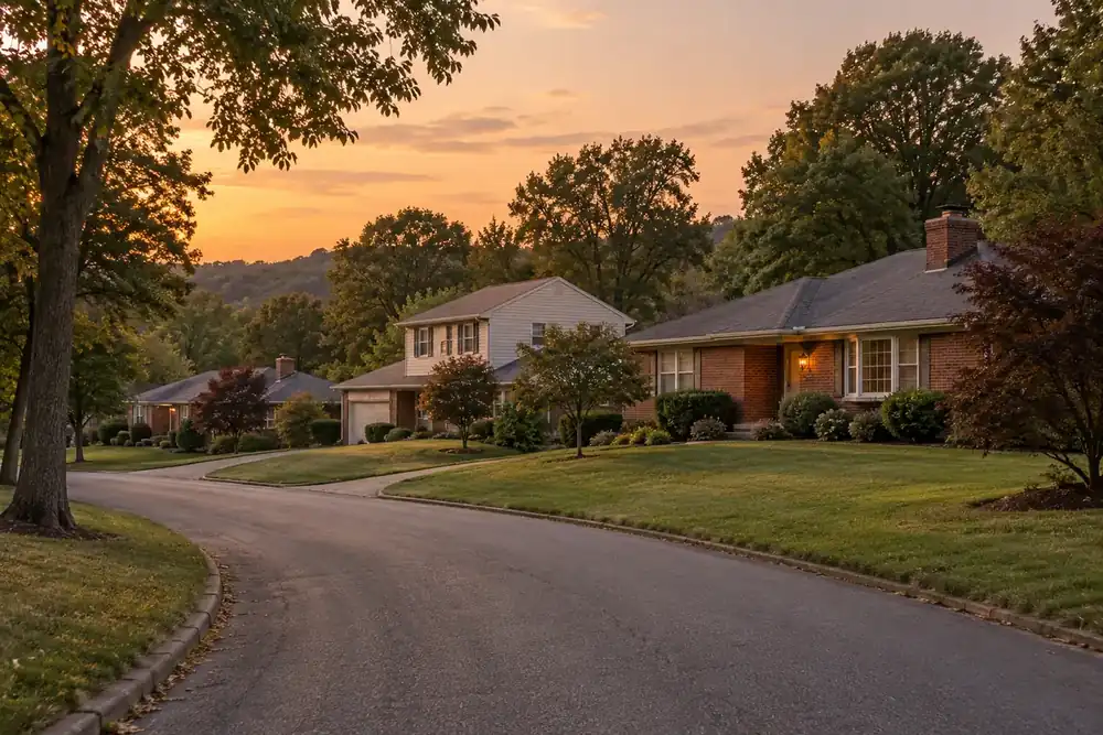 Illustration of a typical residential street in the Franklin Park, PA area